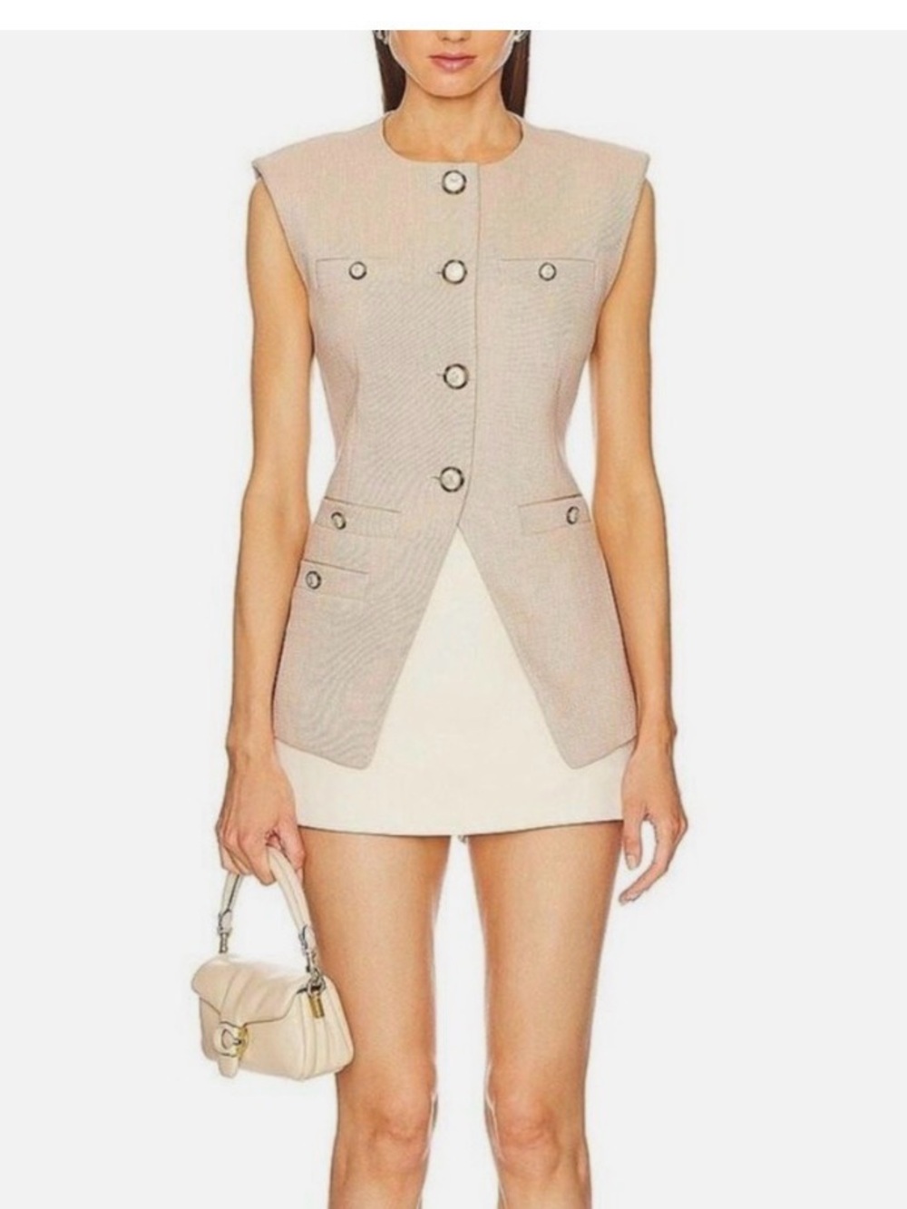 Veronica Beard Tamara Textured Linen Melange Vest 14
